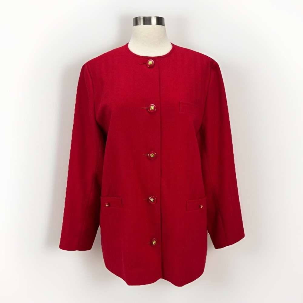 Avoca Collection VTG Red Wool Blazer Jacket‎ Classic Ireland Holiday Old Money